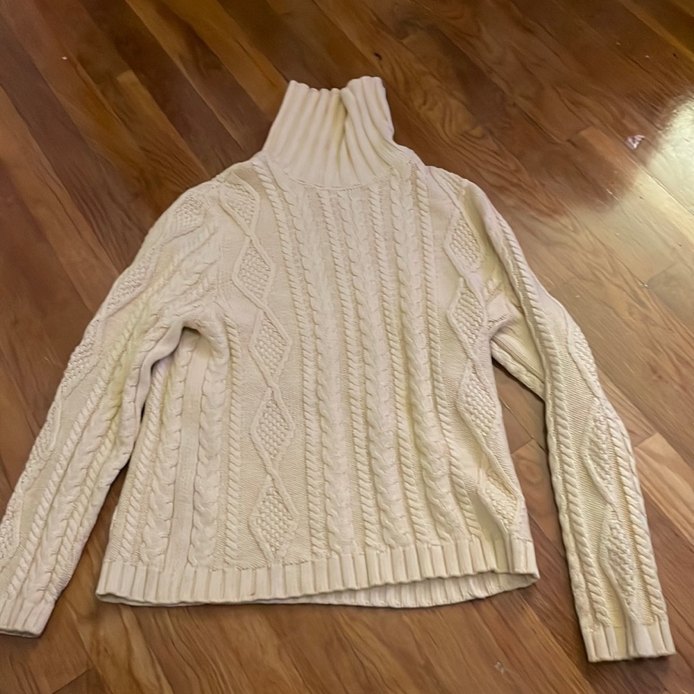 Yellow Patterned Turtleneck Sweater